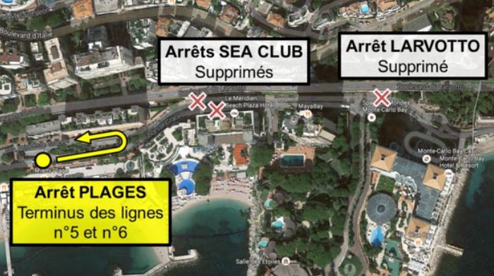 Закрыты остановки Sea-Club и Larvotto
